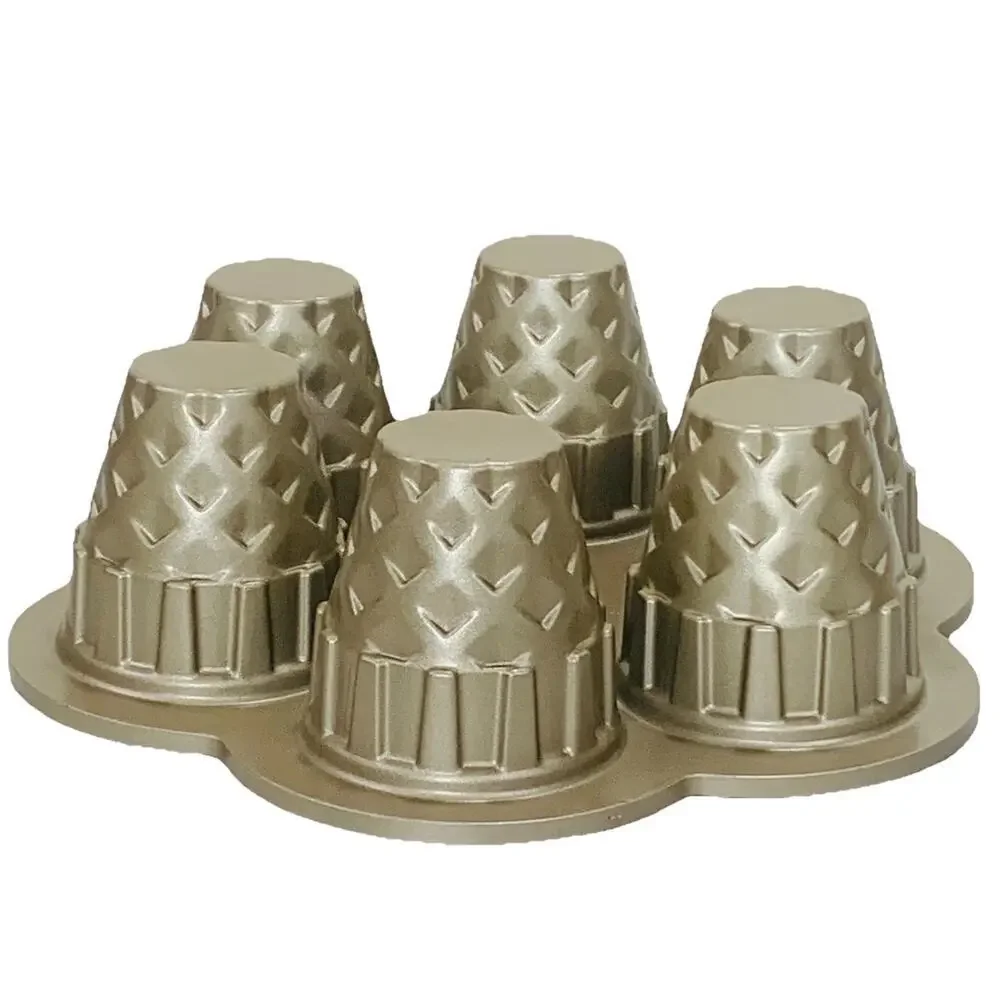 WILLIAMS-SONOMA Nordic Ware Ice Cream Cone Cupcake (6) Pan 4.5 Cups Gold USA EUC